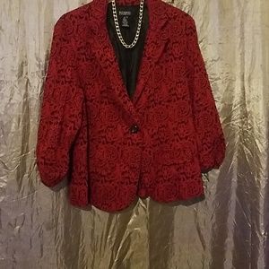 Soho Apparel Jackets & Coats - Red & Black flower blazer Soho Apparel Jackets & Coats - Red & Black flower blazer
